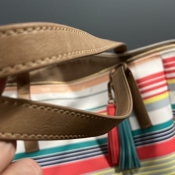 RELIC OH happy day shoulder tote spring summer striped purse minor flaws shown - Picture 15 of 16